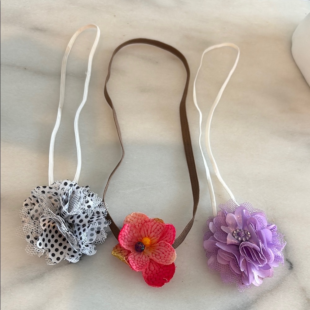White and Pink Floral Hair Accessories Set